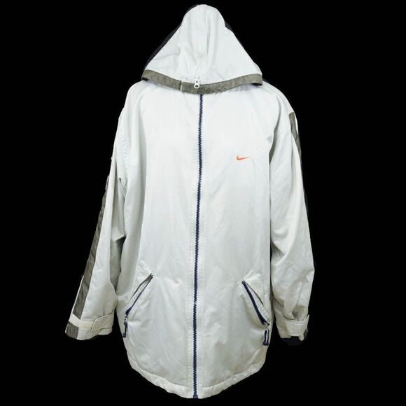 Nike White Grey Fleece lined Jacket Size XL(16-18) - Picture 1 of 8